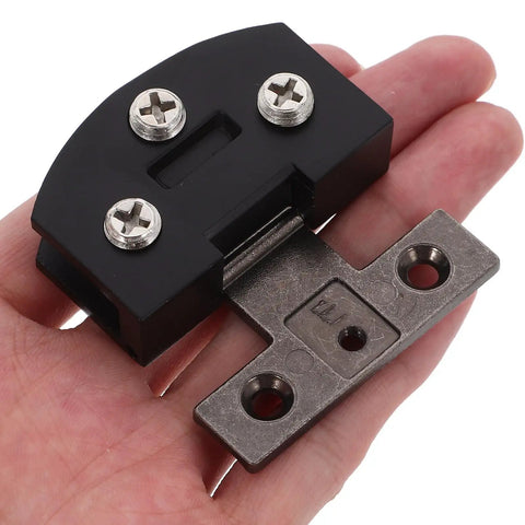Heavy Duty Glass Door Hinges for Tempered Glass Cabinets No Drilling Required Stainless Steel Clamp Hinges With Smooth Operation Built To Last For Wine Cabinets Showcases And Display Cabinets Easy Install black clamp hinge close-up