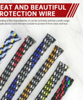 Braided Wire Sleeve Set For Cable Protection And Wire Management No Fuss Easy Protection Insulated PET Cotton Sleeving red, blue, black