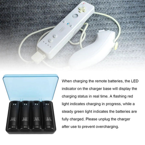Game Console Controller Charging Dock With LED Indicator For Safe Charging, 4 Pack 2800mAh Batteries in USB Powered Charger