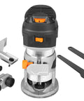 Powerful Six Amp Laminate Trim Router With Variable Speed From Twelve Thousand To Thirty Thousand RPM with accessories