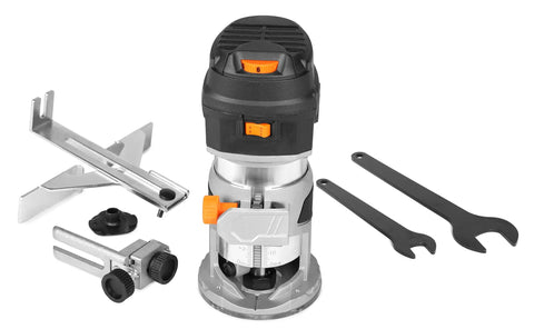 Powerful Six Amp Laminate Trim Router With Variable Speed From Twelve Thousand To Thirty Thousand RPM with accessories