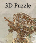 3D Wooden Airship Puzzle For Adults, Steampunk Vibe Fantasy Model Kit, showcasing intricate mortise and tenon design details