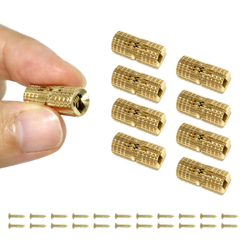 8 Piece Brass Barrel Hidden Hinges For Cabinets And Jewelry Boxes 8mm 180 Degree Concealed Hinge Hardware shown with screws
