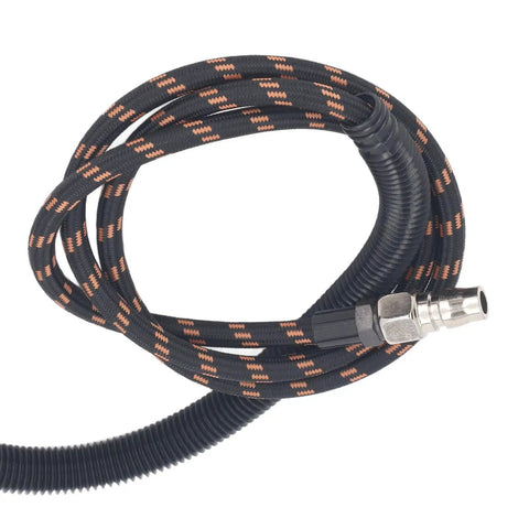 Heavy Duty Air Micro Die Grinder Kit With Rotary Switch Whips Up To 23500 Rpm flexible air hose with black and orange design.