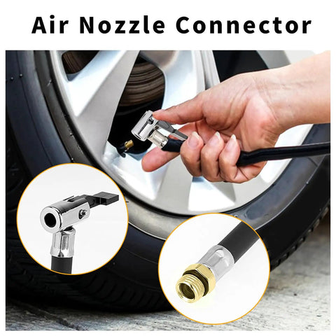Super Tough Durable Flexible Rubber Tire Inflation Pump Hose Extension Tube One Quarter Inch Thread Connector Air Inflator Car Tire Balloon Pump Gauge For Home Garage Travel Auto Repair And Party Uses Easy Grip Always Ready Setup, tire valve close-up