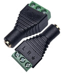 No Sweat Three Point Five Millimeter Stereo Jack To Screw Terminal Adapter For Quick Wiring Builds Sweet For Do It Yourself Audio Projects with black and green connectors.