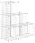Wire Cube Storage Organizer Freely Configurable 20-Cube Grid Shelving System in white iron, stacked for space-saving display