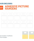 Damage Free Picture Hanger Strips 10 Pack For Walls No Nails Holds Up To 3 Lbs For photos canvases and posters.