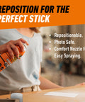Person using Heavy Duty Spray Adhesive Clear Glue 14 Oz All Purpose Bond For Glass Plastic Wood Metal Ceramic Rubber Leather Paper