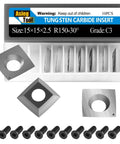 Package of Pro Grade 15mm Square Tungsten Carbide Replacement Cutter Inserts With 4 Edges For Woodworking Helical Planer Heads 10pcs