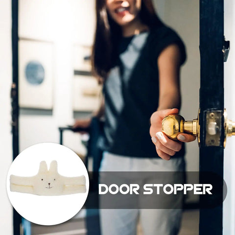 Fluffy White Door Stopper For Home And Office Soft Durable Wall Protector That Prevents Finger Pinching Noise Free