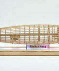 1:453 Scale Hindenburg Zeppelin Wooden 3D Puzzle Model with Wooden Light Box and Acrylic Dust Shield, side view