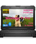 Rugged Laptop Featuring Intel Core I5, 16Gb Ram, And 512Gb Ssd with 14-inch full HD screen displaying Windows 11 Pro.