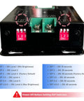 2 Wire PLC Motion Sensor Controller for Staircase and Hallway LED Lights With 12V And 24V Operation Linear Sensing Reduces False Triggers Adjustable Brightness And Delay Off Easy Install For Home Office Or Garage Lighting Projects. black controller with DIP switches