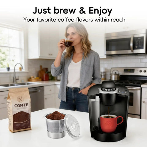 3 Pack 304 Stainless Steel Reusable K Cups For Select 8 Ounce Coffee Makers PB051 PB041 CFP101 Reusable Filter Pods