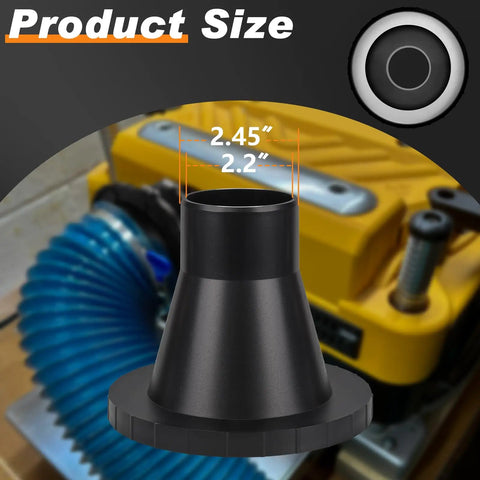 Heavy Duty Magnetic Dust Collection Coupler With Steel Ring No Sweat Quick Connect Adapter For 2.5 Inch Shop Hoses product size showing 2.45 inch and 2.2 inch dimensions.