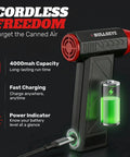 Powerful 130000 RPM Cordless Air Duster For Computers Electronics And Cars, rechargeable, black with red nozzle and power indicator