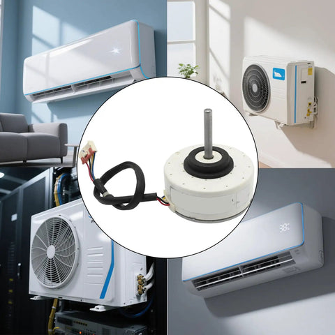 WZDK20-38G Brushless DC Air Conditioner Motor Replacement, central air conditioning, Midea units, showing motor and AC setup