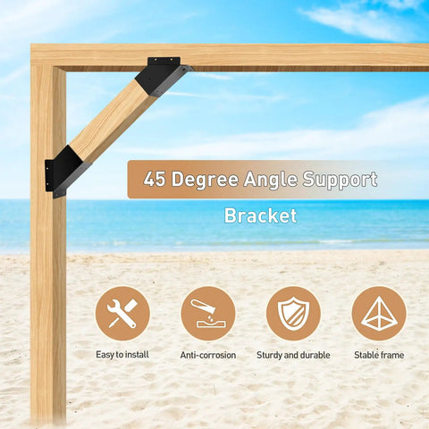 8 Pack Pergola Brackets 45 Degree Angle For 4x4 Lumber Kit For Pergolas Gazebos Patio Outdoor Built To Last Black Powder Coated Carbon Steel Rust Resistant And Durable Actual Size 3.6x3.6