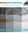Beefy 200W High Bay LED Light Dimmable 1 To 10V 30000 Lumen 5000K Bright White dimming demonstration in warehouse