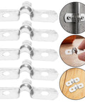 Hella Tough 100 Pack Stainless Steel U Shaped Pipe Clamps Double Hole Conduit Brackets showing brushed finish and installation detail.