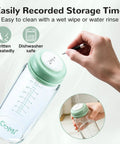 Knock Out Wide Neck Glass Breastmilk Bottles Two Pack With Secure Screw Ring And Removable Marking Lid Bpa Free No Sweat safe for noting storage time.