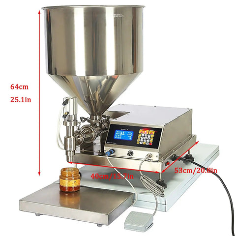 Bang For Your Buck Pneumatic Liquid Filling Machine Single Head Semi Automatic Bottle Filler With Stainless Steel Hopper for honey and sauces.