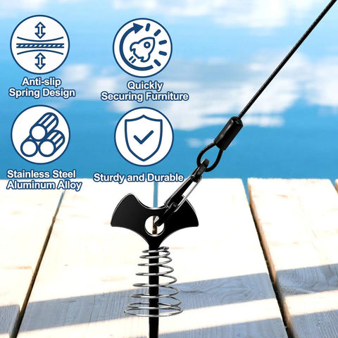 Dead Nuts Strong 4 Pack Deck Anchors That Lock Down Patio Furniture And Kayaks On Wooden Decks Or Marine Docks Rust Proof Steel Hardware Keeps Your Outdoor Gear Locked Tight Through Wild Weather Seasons