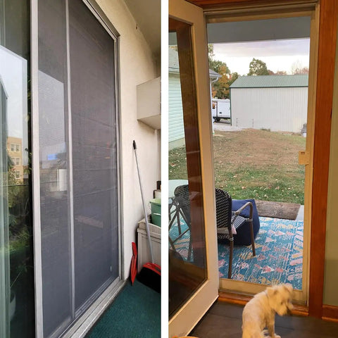 Pet Proof Fiberglass Window Screen Mesh Roll 36 Inch By 50 Feet DIY Replacement Netting installed on doors and porches