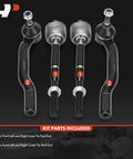 Front Inner Outer Tie Rod End Kit For Nissan Cube 2009 2014 And Versa 2007 2012 Hatchback Replacement Steering Linkage Bolt On Easy Install Tightens Loose Steering And Eliminates Play, 4-piece black steel set