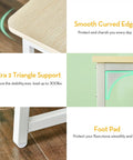 Smooth curved edge and triangle support of Compact Folding Desk For Small Spaces 31.5 Inch Oak Finish Computer Table For Home Office