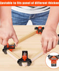 Person using Corner Clamp for Woodworking 90 Degree Right Angle Clamp Set Four Pack Adjustable Spring Loaded Wood Clamps