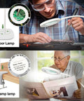 10X And 30X Floor Magnifier With Light For Close Work Pro Grade Standing Magnifying Lamp With Flexible Gooseneck LED Adjustable Color Modes