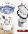 20 Oz Stainless Steel Tumbler Vacuum Insulated Daily Driver Cup For Women Leaders Boss Lady Coworker Teacher Office Anniversary Birthday Christmas Thank You Motivational Quote with measurement dimensions and upgraded lid