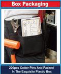 Person with tool belt holding boxed 290 Pcs Cotter Pins In 24 Sizes, 304 Stainless Steel Heavy Duty All In One Must-Have Assortment Kit