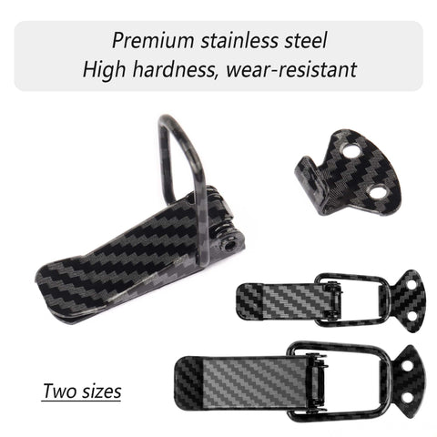 2 Pack Car Bumper Clips Hook Lock Kit with Carbon Fiber Hood Pins Toggle Clamp in small size