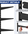 Product details of Black Twin Rail Wall Shelving System With Adjustable Twenty Five Inch Shelves And Eleven Point Five Inch Brackets