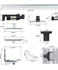 60 Inch Bifold Door Hardware Kit For Four Doors Top Mounted Sliding Barn Style Rails And Rollers with measurements.