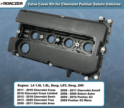 Valve Cover Kit With Gaskets Bolts And Oil Filler Cap For Chevy Cruze Sonic Trax Aveo Saturn Astra Pontiac G3 1.6L 1.8L Replacement Part Numbers 55558673 55564395 264920