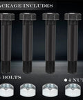 Heavy Duty Trailer Leaf Spring Shackle Bolts With Lock Nuts For Snug Fit On Two Inch Wide Slipper and Double Eye Springs, four bolts and nuts.