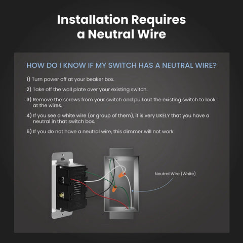 Installation guide for Smart Dimmer Switch With Neutral Wire Required Works With Alexa And Google Assistant 2.4GHz WiFi