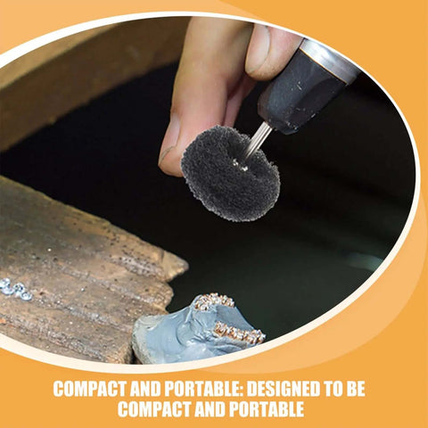 Close-up of 24 Piece Pro Grade Nylon Fiber Buffing Wheel Set With 3mm Shank Drill Polishing Discs for metal polishing