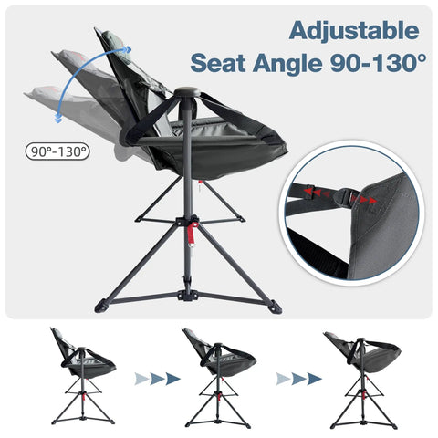 Oversized Hammock Camping Chair With Adjustable Backrest For Next Level Comfort shown with adjustable seat angle from 90 to 130 degrees.