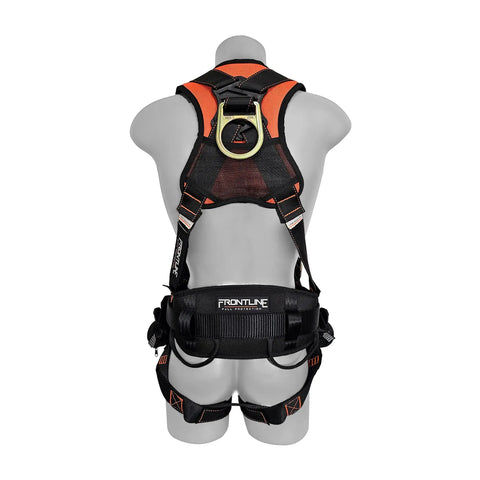 Back view of All Day Comfort Full Body Harness For Worksite Safety OSHA And ANSI Compliant with moisture-wicking pads.