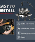 6-Lug Front Wheel Bearing Hub 4WD Replacement For 2002-2006 Chevy Avalanche 1500 with ABS Sensor in installation process