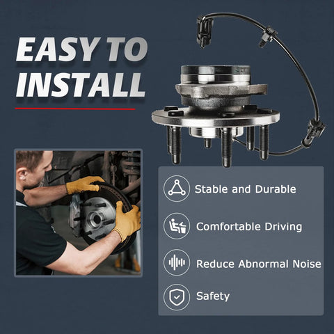 6-Lug Front Wheel Bearing Hub 4WD Replacement For 2002-2006 Chevy Avalanche 1500 with ABS Sensor in installation process