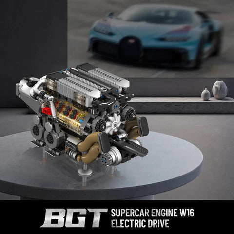 W16 Engine Building Kit That Lets You Build Your Own 16-Cylinder V8 Power, Turbocharged STEM Car Engine Model on display table