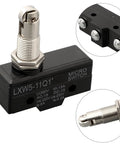 Built Tough Industrial Limit Switch LXW5 Series Push Plunger Actuated Momentary SPDT 10A AC 380V And DC 220V Metal Housing For Machine Control Panel Mounting, black metal body