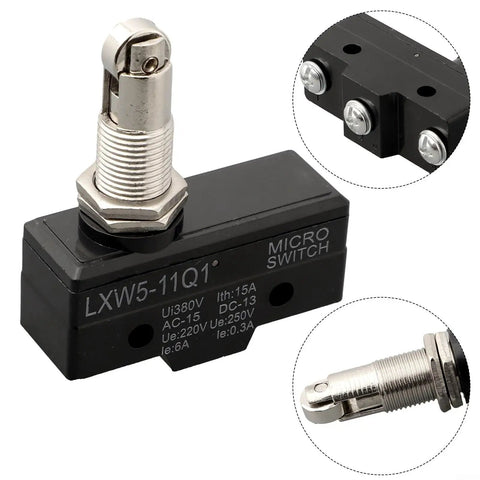 Built Tough Industrial Limit Switch LXW5 Series Push Plunger Actuated Momentary SPDT 10A AC 380V And DC 220V Metal Housing For Machine Control Panel Mounting, black metal body
