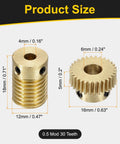 Brass Worm Gear Set 0 5 Module 1 To 30 Reduction Right Rotation Drive Gear Box Wheel 30 Tooth Gear with dimensions